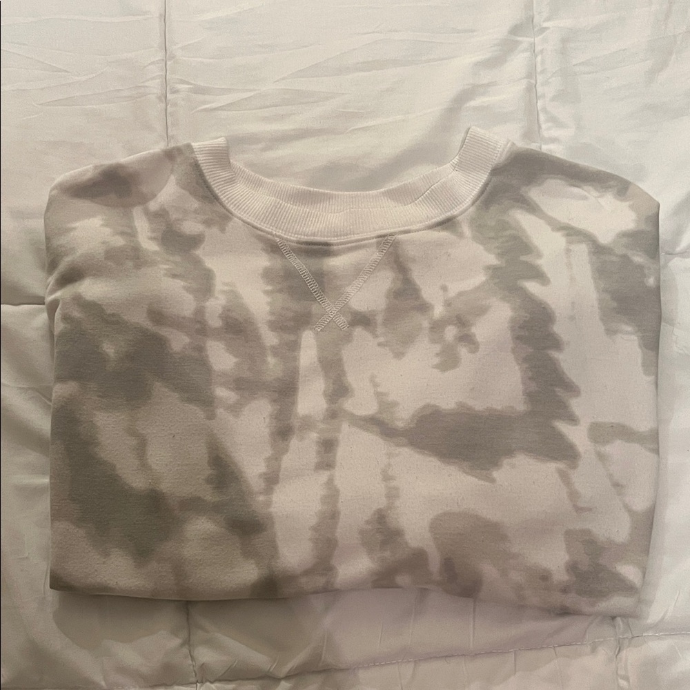 DSG Women's Tie-Dye Crew Neck Sweater - Gray and Cream